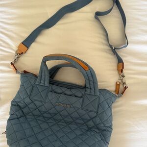 MZ Wallace Quilted Crossbody Bag in Blue and Tan